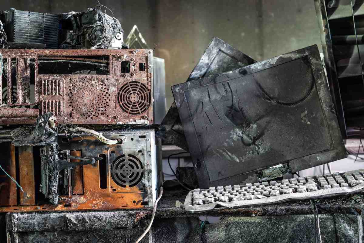 Personal computer burnt due to electricity short circuit - Threat to computer hardware concept