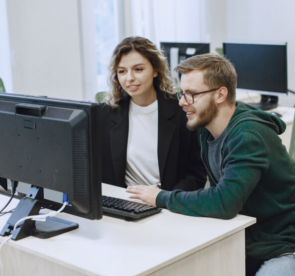 beauty-with-friend-man-woman-communicate-students-study-computer-science 1